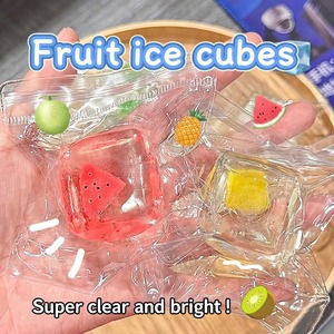 Juguete Blandito de TPR con Forma de Fruta, Edición Limitada de Verano, Sandía Cubo de Hielo, Juguete Antiestrés Cuadrado para Adultos y Niños - Product Image 2