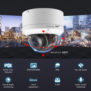 نظام أمان <span class=keywords><strong>CCTV</strong></span> مع قبة IP 5X 6MP مقاوم للتخريب POE 5X 6MP ، تتبع بيانات بطاقة IP66 SD مستشعر CMOS للرؤية الليلية - Product Image 2