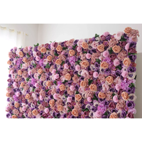 Mur floral artificiel luxueux : Lavande et roses éclatantes pour une ambiance romantique