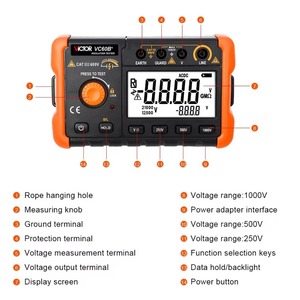 เครื่องทดสอบความต้านทานฉนวนดิจิตอล Vc60b+ หน้าจอ LCD ความละเอียดสูง แสดงผล 5000 คำ พร้อมฟังก์ชั่นเขียนด้วยลายมือ - Product Image 4