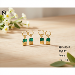 Orecchini a Cerchio con Farfalla in Acciaio Inossidabile e Diamanti Quadrati per Donne, Gioielli Pendenti alla Moda, 12 Paia, 6 in Oro, 6 in Argento - Product Image 3