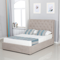 Rangement luxueux pour hôtels californiens Velours moderne Plate-forme complète Doiuble simple Cadre de lit Twin King Queen Size avec tête de lit de rangement