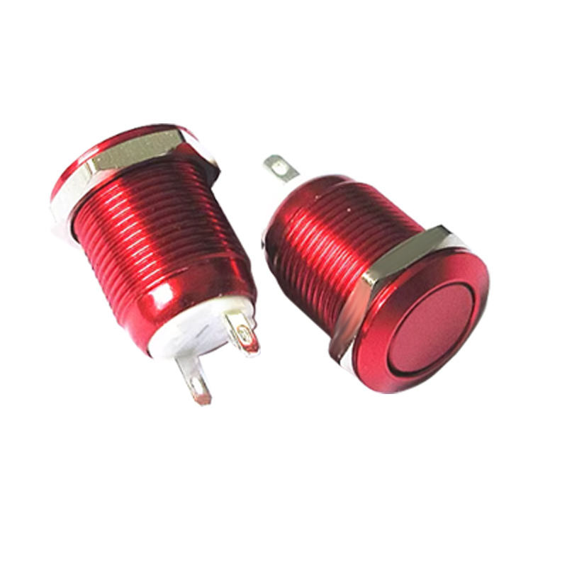 12mm Metal Oxidation Push Button Switch Welded Foot 2Pin Flat Head Waterproof Self-reset Push Button Switch