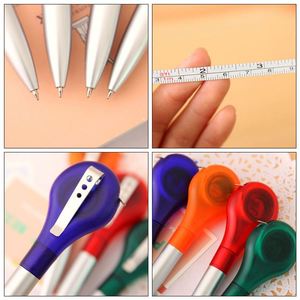 Custom Logo Multifunction Personalized <b>Plastic</b> Portable Measurement <b>Tape</b> Ballpoint Pen With Clip - Product Image 5