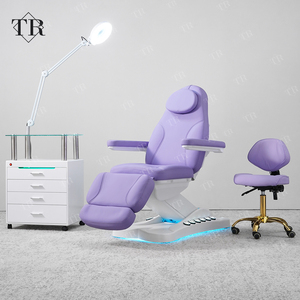 Table de massage électrique moderne Turri personnalisation violette tête d'esthéticienne ensemble de meubles de lit de <span class=keywords><strong>spa</strong></span> fonction de levage repose-pieds hôtel - Product Image 1