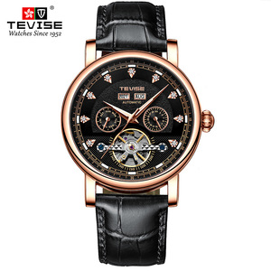 Montre mécanique automatique pour homme, montre mécanique pour homme tendance et élégante, montre en cuir étanche - Product Image 2