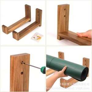 Wooden Yoga Mat Wall <b>Shelf</b> Wall Mounted Storage <b>Rack</b> For Yoga Equipment Lacquered Finish Punch Free Design - Product Image 1