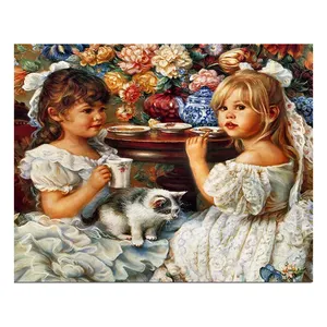 Factory Direct Classical 2 Nice Girls Afternoon Tea With Exquisite Gift Package Home Decoration DIY Diamond Painting