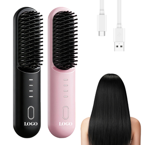 Peigne Chauffant Sans Fil à Faible Consommation, 4000 mAh, Rechargeable, Mini <span class=keywords><strong>Brosse</strong></span> Lissante Chauffage Rapide, 4 Niveaux, Idéal pour les Étudiants en Dortoir - Offre Spéciale - Product Image 1