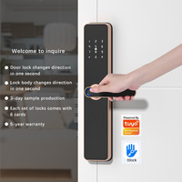 Serrure de porte intelligente numérique rouge antique TTlock Tuya WiFi avec accès à distance, empreinte digitale, mot de passe et carte IC pour appartement et porte en bois