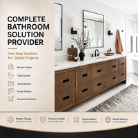 Ensemble complet de salle de bain sur mesure pour projets commerciaux, avec meuble-lavabo de luxe en bois massif, baignoire et toilettes intelligentes