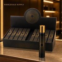 Flacon de parfum vide en verre 35 ml avec bouchon argenté, flacon pulvérisateur cylindrique fin bleu foncé rechargeable, vente en gros, emballage personnalisé avec logo