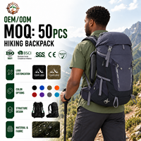 Sac à dos de randonnée en nylon pour la montagne, le trekking et le camping, imperméable, 50L, avec housse de pluie, fourni par l'usine
