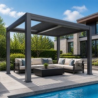 Pergola bioclimatique motorisée à toit à lames orientables réglables, en aluminium, imperméable, pour jardin et terrasse extérieure