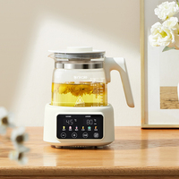 Tetera de Vidrio de Borosilicato Alto, Hervidor de Agua Digital, Tetera de Vidrio Desmontable, Tetera Eléctrica de Bienestar con Panel de Calentamiento de Microcristales