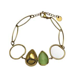 Pulsera de Cadena de Eslabones de Moda, Chapada en Oro PVD, Acero Inoxidable 316L, Diseño de Dije en Forma de Lágrima, Sostenible y Resistente - Product Image 1