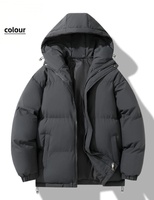 Veste d'hiver épaisse et chaude à capuche unisexe, coupe décontractée, grande taille, manteau en coton, longueur standard, couleur unie tendance, sans imprimé