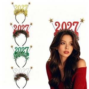 Nouveau serre-tête de Noël en plastique avec étoiles et guirlandes, accessoires photo 2027, lunettes, décoration de fête du Nouvel An - Product Image 1