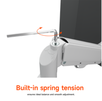Soporte de Monitor AUKI con Resorte de Gas Blanco, Brazo para Monitor de 13-32 Pulgadas, Soporte de Escritorio para Computadora, Movimiento Completo Ajustable, Soporte VESA, Inclinación y Giro