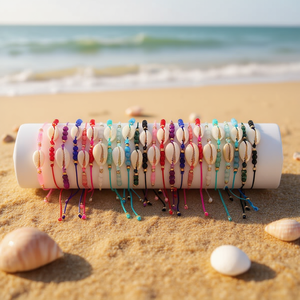 Bracciale con conchiglie e agata, regolabile, gioielli alla moda per donna, accessori, set da 2400 pezzi in scatola - Product Image 3