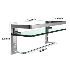 Estante Moderno de Ducha de <span class=keywords><strong>Vidrio</strong></span> y Aluminio <span class=keywords><strong>para</strong></span> Montar en la Pared con Toallero, <span class=keywords><strong>Repisa</strong></span> de <span class=keywords><strong>Vidrio</strong></span> <span class=keywords><strong>para</strong></span> Baño - Product Image 3