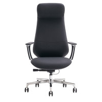 Chaise de bureau ergonomique de luxe avec pied en aluminium pour directeur exécutif moderne et pivotant en cuir véritable