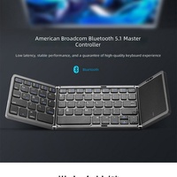 Keyboard Mini Lipat Tiga Nirkabel Ultra Tipis Portabel Baru B089T untuk Ponsel, Tablet, dan Penggunaan Kantor dengan Touchpad