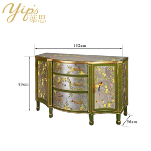 ชุดเจ้าหญิงกุหลาบ LD-1203-0105 <span class=keywords><strong>yips</strong></span> ตู้ข้างไม้สีเงินลายดอกไม้และนกโบราณสำหรับห้องนั่งเล่น - Product Image 3