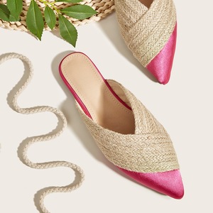 Mules plates pour femmes à bout fermé, respirantes, en corde de chanvre, sandales pour usage quotidien, taille adulte, semelle de 3 cm ou 5 cm, chaussures adhésives - Product Image 3