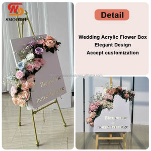 SMOOTH Customized Square Acrylic <b>Wedding</b> <b>Welcome</b> <b>Sign</b> Blue and White Floral Design for Event - Product Image 2