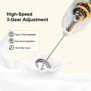 <b>Portable</b> Automatic Mixer Electric Milk Frother for <b>Coffee</b> Handheld Electric Stainless Steel Milk Foamer <b>Maker</b> With Base - Product Image 4