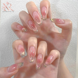 <span class=keywords><strong>Faux</strong></span> ongles à presser personnalisés, motif floral ombré rose, faits à la main en acrylique, fournisseur en gros OEM - Product Image 2