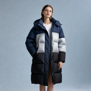 OEM <strong>Women's</strong> <strong>Puffer</strong> <strong>Jackets</strong> for Down Parka Custom ODM Silver Navy <strong>Long</strong> Hooded Winter Outdoor Fashion Warm Thick Quilted Coats - Product Image 1