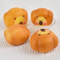 Jouet Squishy en PU à Rebond Lent, Modèle Réaliste de Pain Ours Beurre, Jouet Anti-Stress à Presser, Personnalisable avec Logo OEM, 12x10x8cm