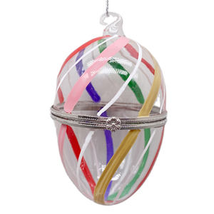 Offre Spéciale clair décoratif soufflé à la main en verre ouvert de pâques suspendus oeuf ornement - Product Image 6