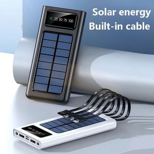LED <b>Display</b> 4 Built-in <b>Cables</b> Custom Logo Solar Power Bank Outdoor High Capacity Portable Charger - Product Image 2