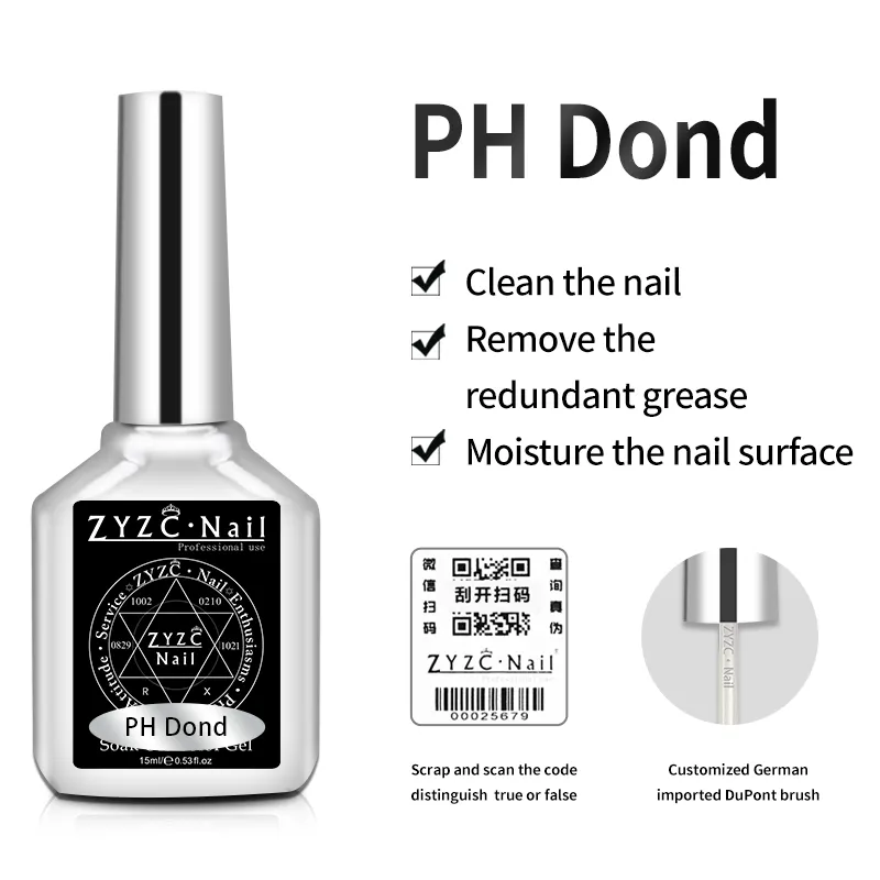 Print logo air dry clear anti-acid liquid dehydrate acrylic phbond natural nail bonder uv primer professional for nails art salo
