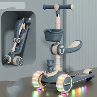 Nouvelle trottinette pliable 3-en-1 en plastique pour enfants (1-7 ans) – Jouet porteur réglable en hauteur pour tout-petits et enfants