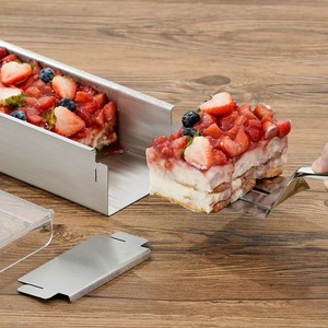 Bandeja Rectangular de Acero Inoxidable <span class=keywords><strong>para</strong></span> Hornear Pasteles, Molde <span class=keywords><strong>para</strong></span> Tiramisú, Pastel de Queso, Mousse, con Lateral Móvil, Molde Metálico <span class=keywords><strong>para</strong></span> Pasteles - Product Image 2
