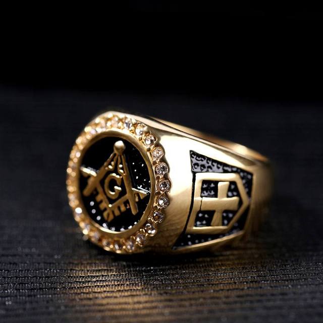 Gold Vintage Stainless Steel Masonic Rings Mens Solid Gold Masonic Rings