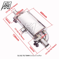 Universeller 51mm/63mm/70mm/76mm Doppelter Auspuff-Elektronik-Ventil Schalldämpfer mit Fernbedienung 304 Edelstahl Auto-Auspuff