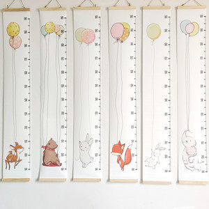 Règle de croissance murale en bois pour enfants, avec cadre en bois et toile en tissu, pour mesurer la taille des enfants - Product Image 2