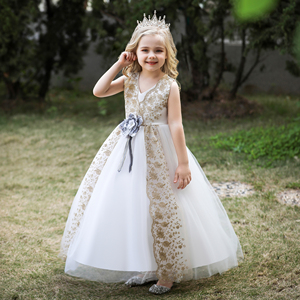 FSMKTZ abito da ballo in raso <span class=keywords><strong>rosa</strong></span> di lusso con motivo floreale abito da sposa per bambine e bambine abito formale da festa nuovo arrivo LP-255 - Product Image 2