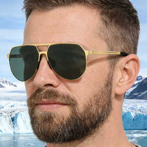 Gafas de sol de aviador Ks-3978 para hombre, lentes de nailon polarizadas, protección Uv400, estilo Retro para exteriores, montura negra, Metal y plástico - Product Image 1