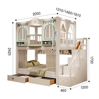 Lits superposés en bois massif sur mesure JINS pour enfants, combinaison table et maison dans les arbres, design écologique, hôtel, école