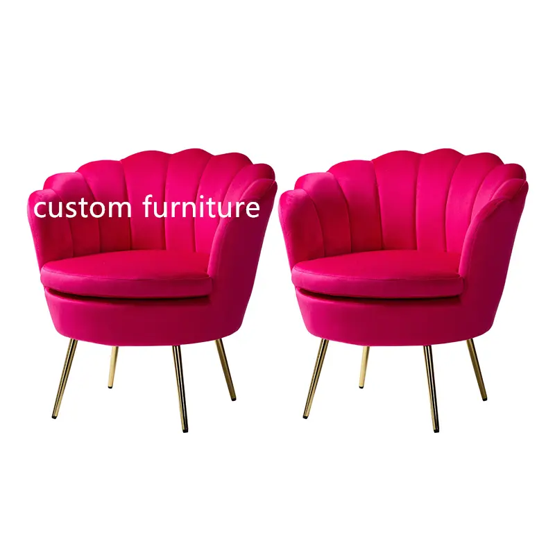 Funda tapizada nórdica rosa para sillas, sillón individual relajante de terciopelo para sala de estar