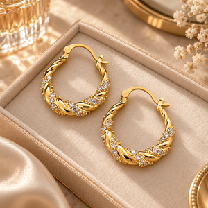 Orecchini a Cerchio Intrecciati per Donne, Stile Francese, Accessori per Orecchie da Indossare Quotidianamente - Product Image 1