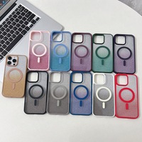 Coque magnétique à effet peau avec paillettes dégradées pour iPhone 17 Pro Max/16/15 – Coque rigide en acrylique mat