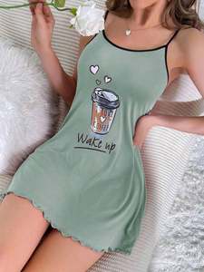 SFY-YH0028 Pyjama camisole pour femmes, très vendu, confortable, décontracté, sexy, imprimé mignon, vêtements de nuit - Product Image 6