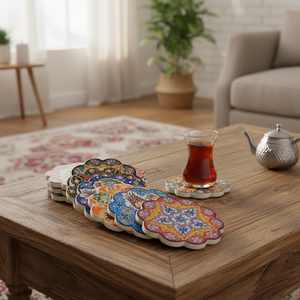 Hand Printed Turkish <b>Ceramic</b> Tea - Coffee <b>Coaster</b> From Turkey - Product Image 3